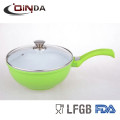 Eco-Friendly chinese wok range die cast fry pan with wood base